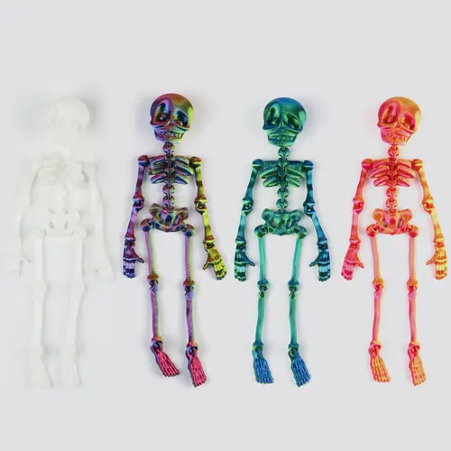 Colorful Adjustable Bendable Skeleton Refrigerator Magnets with Movable Joints, Multi-Colors Mini Figure, Halloween Decor for Kitchen Fridge Organization w/ Included Double-Sided Tape