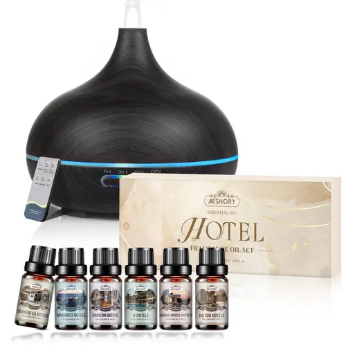Aeshory Christmas Essential Oil Diffuser Set with 550ml Capacity, 7 Color Lights, 2 Mist Modes, Remote Control, Ultra Quiet, BPA-Free for Home & Office Aroma Therapy