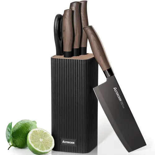Astercook 6-Piece Stainless Steel Knives Kitchen Set - Dishwasher Safe for Chopping/Slicing, Meal Prep - Ideal for Apartments, Housewarming, Home Cooking