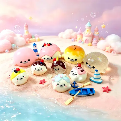 RAPOLL Cute Seal Squishies Toys, 100% Food Grade Silicone Portable Fidget Toy, Non-Toxic Stress Relief Tool for Autism Sensory Play & Daily Entertainment (for Kids & Adults)