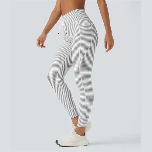 【Creator’s Pick】Halara High Waisted Drawstring Striped Yoga Leggings with Pockets