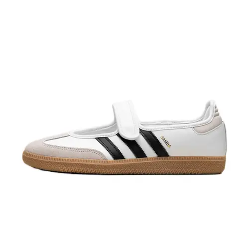 Adidas Women's Samba Jane White Black Gum Classic Leather Sneakers - Leather Upper, Rubber Gum Sole, Stripes, Modern Styling for Trendy Casual Walking, Women's Shoes, Trendy Look