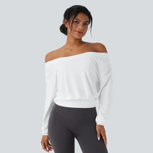 Halara Off-shoulder Oversize InstantCool Quick Dry Yoga Sports Top #BackToSchool