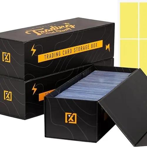 Easy Fold Trading Card Storage Box - 3 PACK, Fits 800 Cards, 200 Toploaders, or 50 One Touch | Magnetic Lid, Comes with Labels