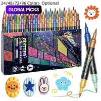24/48/72/96/120 Colors Glitter Effect Brush Markers, Dual-Tip Dual-Color 1-5 mm Soft Brush Shimmer Marker for Doodle, Writing, Glitter Art, DIY Crafts, Greeting and Birthday Card Making, Arts And Crafts Supplies #GLOBAL PICKS