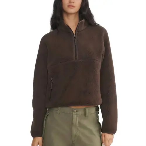 Hixiaohe Womens Sweatshirts Cropped Half Zip Fuzzy Warm Sherpa Pullover Varsity Jackets with Zipper Pockets TikTokShopBlackFriday,back to school,back to school shopping