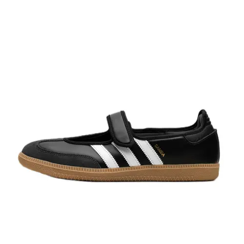 Adidas Women's Samba Jane Leather Upper Sneaker - Black, White & Gum, Classic Sleek Closed Athletic Footwear, Casual Walking Sneakers, Modern, Easy Match for Daily Outfits, Built for Casual Walking and Errands