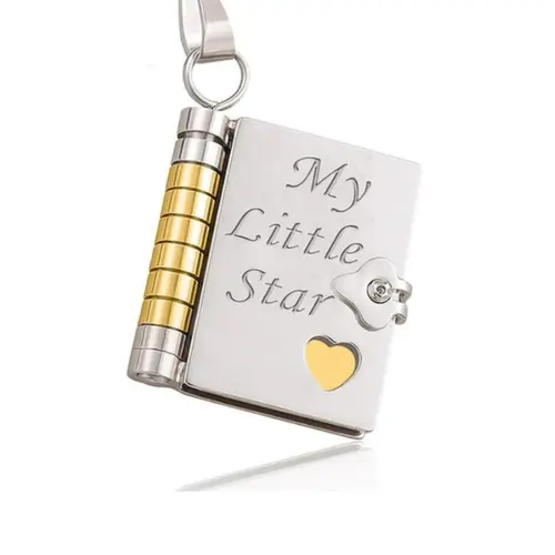 Stainless Steel Custom Letters Book Locket Necklace - Unisex, 30g Chain & Link, Laser Engraved Phrase, Storybook-Inspired, Book-Themed, Personalized Message, Birthday Graduation Gift Keepsake for Daughter, Choking Hazard Small Parts