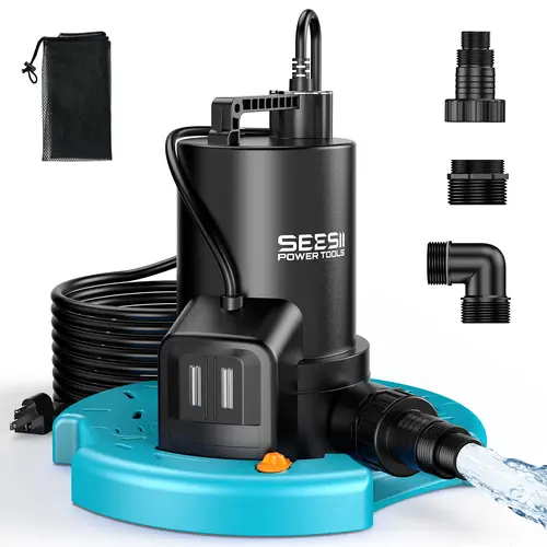 SEESII 1/3HP Automatic On/Off Swimming Pool Pumps, 3035GPH Submersible Water Pump with Filter Net, 25ft Cord & Check Valve for Hot Tubs, Ponds