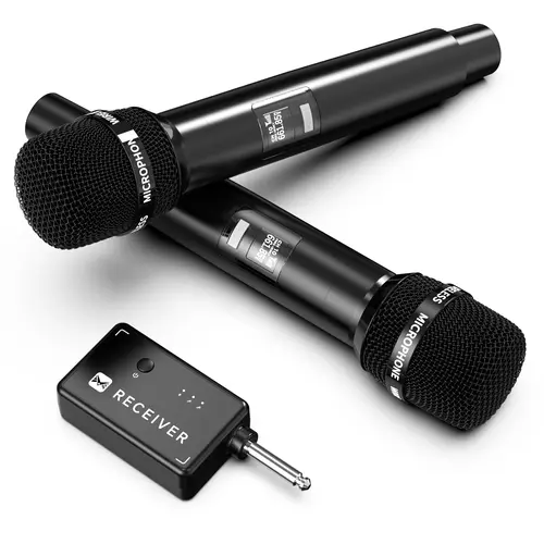 Wireless Microphone with 1-to-1 Chip Connection, 40H Rechargeable Battery, 200FT Range, Plug-and-Play, Ergonomic Design, Low Latency for Podcast Setup, Hands-Free Recording, Singing, Speech
