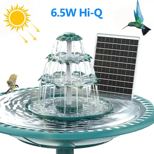 summerwins 6.5W Output Garden Fountain Solar - High-Quality Outdoor Water Fountains, DIY Detachable Pump, 3-Layer Design, Sunlight Powered Water Circulation, Garden Accessories, Backyard Decor, Bird Attractor