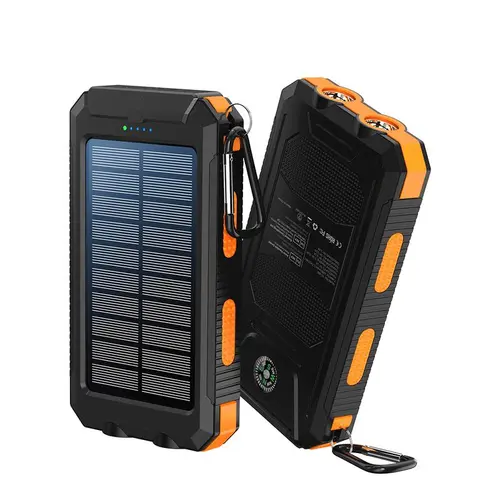 10000mAh Portable Solar Charger Power Bank - Computer Accessories, Outdoor Emergency Backup Battery with Flashlight, USB, Type-C, Micro Interfaces, Compass, Gift Customization for iPhone/Android Devices