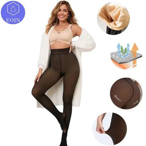 EOJN Women's Fleece Lined Tights Fake Translucent Warm Thermal Pantyhose Fake Sheer Thick Leggings Ladies Under Dress for Winter with Plush Inner Layer,High quality  Faux fur Tights,Soft and Breathable,Hight Stretch,Everyday,Minimalist,Slim.
