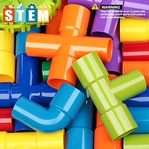50pcs Water-Pipe Design Building Block Set, STEM Educational Construction Toy for Kids, Gift for Halloween, Thanksgiving and Christmas, Stem Building Blocks, Building Blocks Sets, Creative Building Set, Building Block Kit