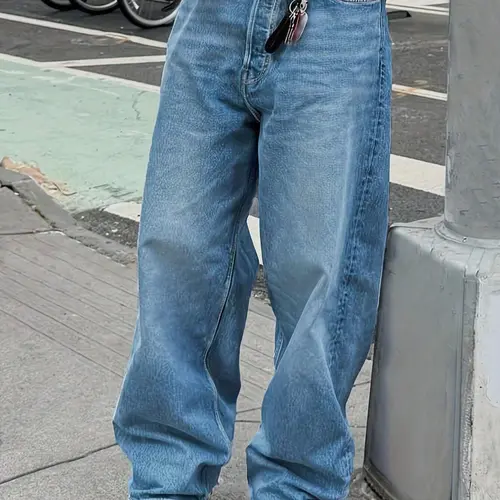 Y2K Hip Hop Relaxed Fashion Wide Leg Denim Jeans for Men, Unconventional Stitching Design, Street Style Perfect for Summer, Ideal Gift for Boyfriends or Husbands
