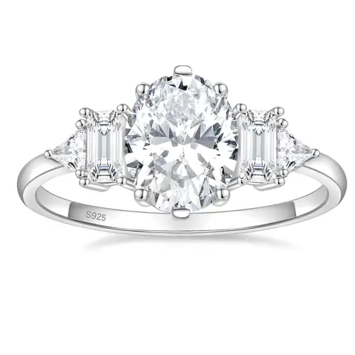 EAMTI 3CT 925 Sterling Silver Wedding Rings for Women Oval Cut Cubic Zirconia Engagement Promise Rings for Her