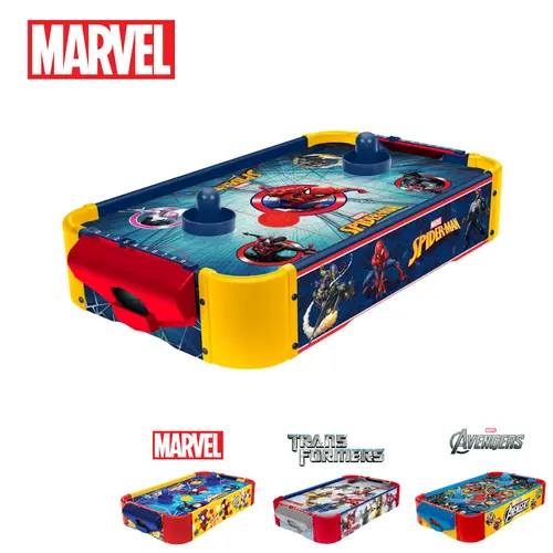 Officially Licensed Marvel & Transformers Wooden Electronic Air Hockey Table – Spider-Man, Avengers, Spidey and His Amazing Friends & Transformers, Ages 4+