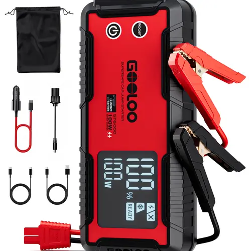 GOOLOO 6000A Jump Starter GT6000 Car Starter with 100W Bi-Directional Fast Charge Powerful 12V Auto Battery Booster for All Gas & Up to 12L Diesel Engine Supersafe Portable Jump Box for Emergency Use. fathersdaygift,car accessories