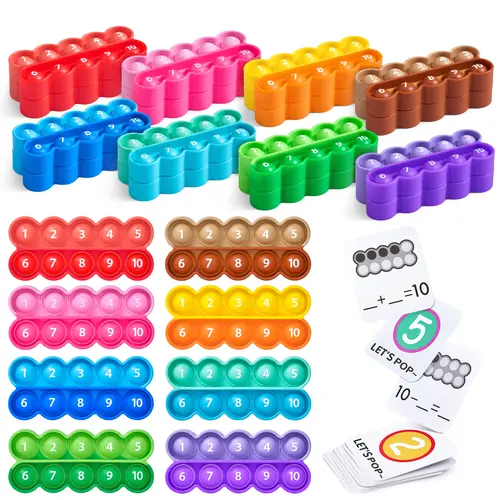 Joycat 8/24-Frame Math Learning Tools with 20 Task Cards & Math Learning Blocks, Hands-On Counting Game for Preschoolers Ages 3-5 Classroom Toddler Activities, Hands-On Learning
