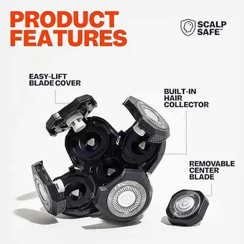 FREEBIRD FlexSeries Rotary Shaver Razor Refill - Stainless Steel Single Blade with ScalpSafe Irritation-Free Technology, 50+ Long-Lasting Shaves for Head/Face, Smooth Shave Fit for Any Skin Type, Electric Shaver Replacement Part