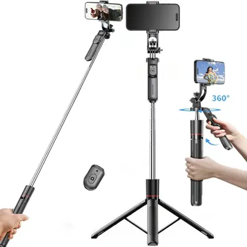 67in Adjustable Phone Tripod & Bluetooth Selfie Stick with Remote Control, Upgraded Mount, Compatible with iPhone 16/15/14/13 & Android, Travel-Friendly Mobile Phone Accessory, Accessories, Devices