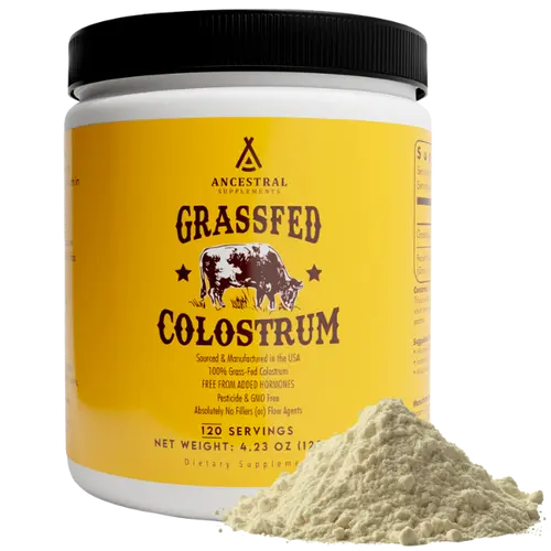Ancestral Supplements Grass Fed Colostrum Powder, Dietary Supplement for Daily Wellness & Nutrient Support, 120 Servings