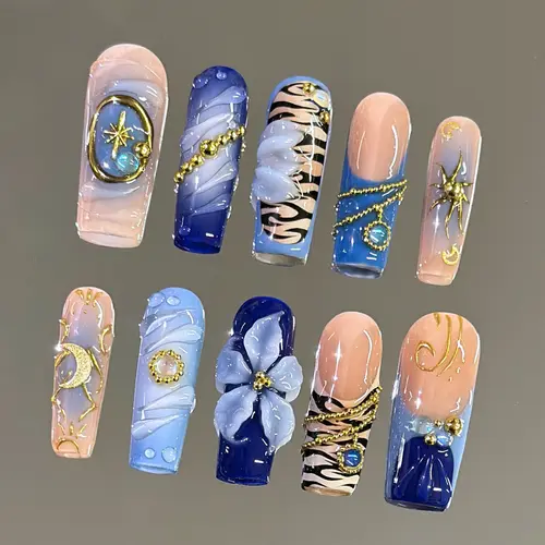NailVesta ARABIAN NIGHTS – 100% Handcrafted 3D Press-On Nails | Reusable, Long-Lasting, Salon-Quality black lace nail art nail art Handmade Reusable Nails