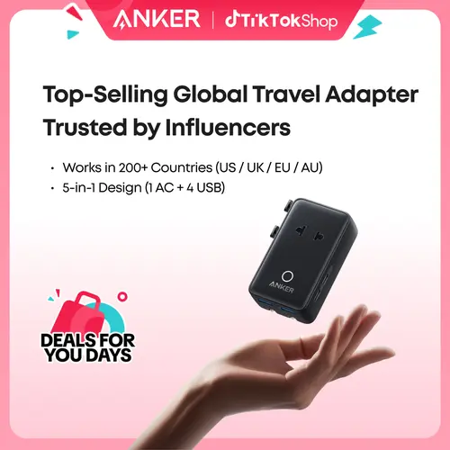 [Limited Offer]【Universal Travel Adapter Charger】Anker Nano Adapter Compatible with 200+ Countries, EU/US/UK/AU Plugs，5-in-1 2 USB-C 2 USB-A 1 AC，Perfect for International Travel sohochic, Retractable, Devices, Foldable