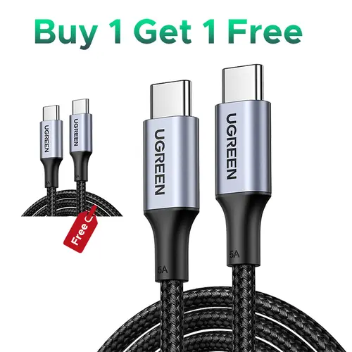 (Buy 1 Get 1 Free) UGREEN USB C to USB C Cable ,100W Type C Flow Cord, Fast Charging for iPhone 17/16 Series, MacBook Pro 2020, iPad Pro, Dell XPS, Samsung Galaxy S24/S23/S22 Ultra, Switch, Pixe,3.3FT Black, portable charger,tiktokshopbacktoschool, Mobile