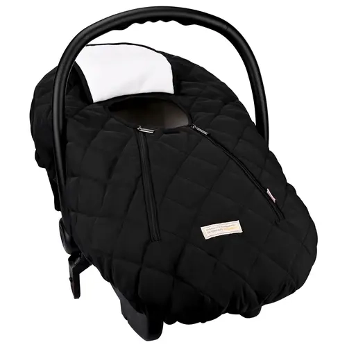 BEBAMOUR Universal Baby Car Seat Cover - Cold Resistant Winter Safety Shield, Warm Polyester-Polar Fleece Accessory with Zipper, Breathable, Heat Insulating, Portable Design, Functional (Black)