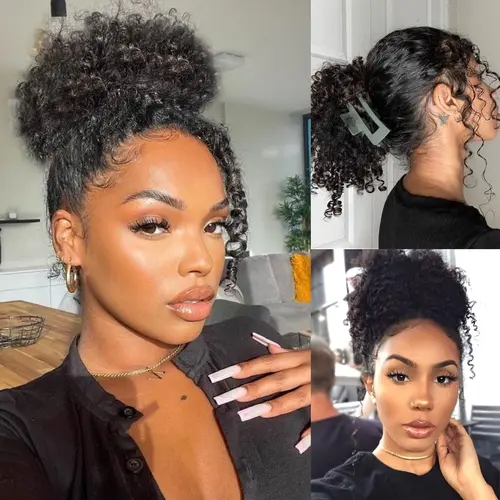 【Ashimary 20" Newborn Hairline Human Hair 360 Transparent Lace Frontal Wig - Flash Sale#summerwins, Kinky Curly Pre-Cut Lace Glueless Virgin Hair Wig with Bleached Knots, Invisi Strap, Snug Fit Drawstring】