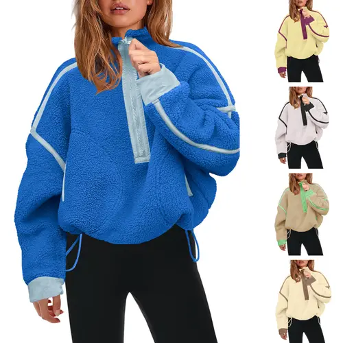 UANEO Womens Half Zip Sherpa Fleece Pullover Soft Oversized Sweatshirt with Pockets Warm Fuzzy Sweater #TikTokShopBlackFriday
