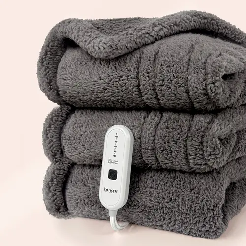 BLUNIQUE Double-Sided Sherpa Fleece Electric Heated Blanket - 6 Fast Heating Levels, 2-4H Auto-Off, Overheat Protection, Machine Washable Household Appliance, Household Item, Ideal Gift Idea for Best Gift Givers