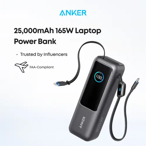 [Limited Offer]Anker 25,000mAh 165W Laptop Power Bank with Built-In and Retractable Cables for Travel and Work, Fast Charging for 4 Devices#DealsForYouDays sohochic,back to school,back to school haul