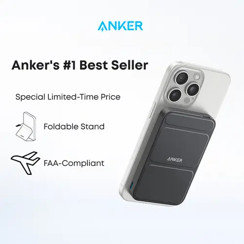 [Limited Offer]Anker 622 Magnetic Battery MagGo, 5,000mAh Foldable Wireless Power Bank with Stand and USB-C Port, Compatible for iPhone 16/15/14/13/12#DealsForYouDays