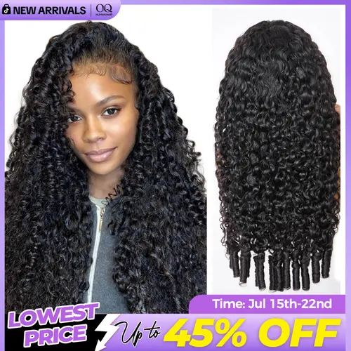 OQ HAIR Full Burmese Curly 13x6 Lace Frontal Glueless Wigs #4 Brown Color 220% Density Water Wave Virgin Human Hair Wigs Pre Plucked Natural Hairline #DealsForYouDays