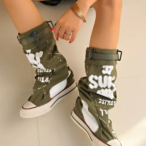 Women's Round Toe Thick Sole Flat Boots, Casual Canvas Short Boots for Spring Summer, Comfortable Daily Wear Shoes, Trendy Boots, General Boot, All Match Boots, Fashion Boot