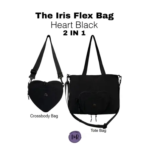The Iris Flex Sling/Tote Bag (#2026) Fashionable Heart Shaped Tote Bag - By Iris & Rainbow