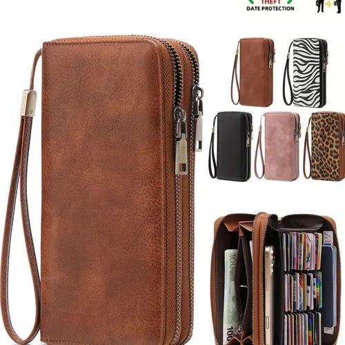 Women's Vintage Zipper Long Wallet With Floral Print, Multi-Functional Fashion Handbag With Large Capacity, Zipper Phone Pouch For Women Wallet Purse Wallet Wristlet Wallet, Fashionable Versatile Purse #GLOBAL PICKS