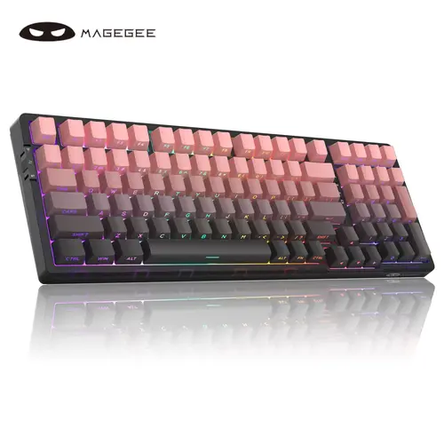 MageGee Light100 Gasket Mounted Ergonomic Mechanical Keyboard, 99-Key Backlit Wireless Keyboard with Silent Creamy Sound, RGB Lighting, All-Keys Hot-Swappable Pre-Lubed Linear Switches, PBT Keycaps, 8000mAh Battery, 2.4G/Bluetooth/Wired Support, Backlit K