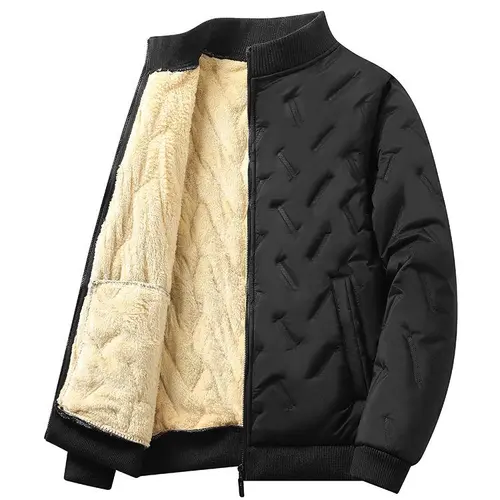 Men's Chic Fitted Woven Fleece-Lined Hoodie Jacket - Cozy Hood Cover, Casual Plain Long-Sleeve Zippered Outerwear for Winter Sports