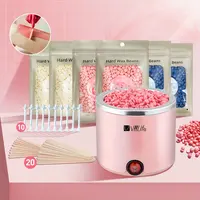 Viilife Hard Waxing Kit 6 Pack Wax Beads Hair Removal Set with 20 Sticks & 10 Nose Waxing Sticks for Face Eyebrows Body Bikini Hot Waxing Pot Gentle Sensitive Plant Formula