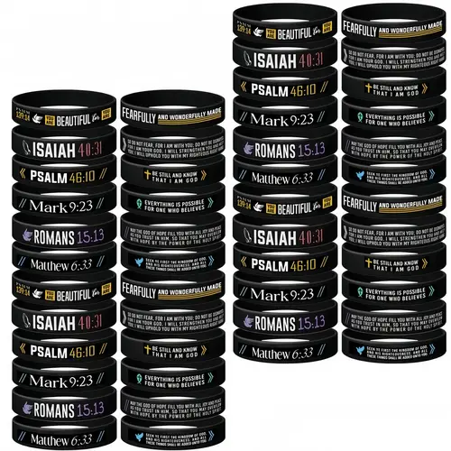 Bible Verse Silicone Rubber Bracelet, 12/24 Pcs Christian Inspirational Daily Religious Wristband for Men Women Encouragement Boy Perfect Gift for Valentine's Day Father's Day Mother's Day Anniversary Birthday