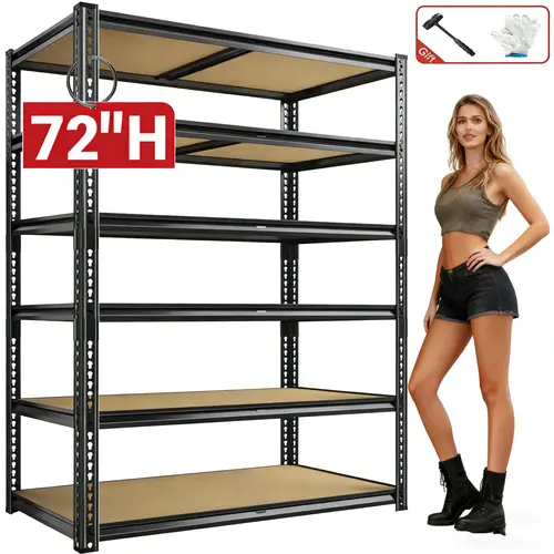 【DIY 2400LBS】 Garage Shelves Classic 5-Tier Metal Storage Shelving Unit Height Adjustable Versatile Utility Rack for Craft Warehouse Pantry Kitchen Organiser Adjustable Metal Shelf