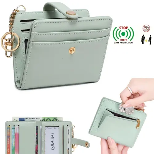 RFlD barrier, ultra-thin double fold credit card wallet, Credit Card Holder, Pu bifold wallet, women's multifunctional, small and lightweight coinwallet, women's pocket wallet, designed for security, unique design, ideal gift