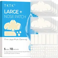 TKTK Hydrocolloid Nose Patches, XL Nose Pore Strips 91 x 48 mm, Large Hydrocolloid Acne Pimple Patches for Face, Cover Zit Blemishes & Absorb Oil (Nose Contoured, Strip, Dots 5 Sizes 112 Count)  #Summervibes   SummerFinds