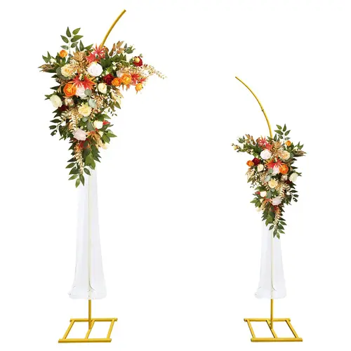 Golden Coated Corrosion-Resistant Balloon Arch Frame Kit - 2-Piece Durable Adjustable Set with Sturdy Base, Curved Top, Quick Setup, Golden Coating Adds Luxury for Wedding, Thanksgiving, Dessert Tables Decorations & Balloon Arch Garland