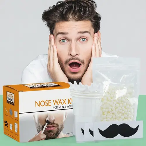 Nose & Ear Hair Removal Wax Kit for Men & Women, 50g Gentle Soft Wax, Precision Remover Applicators, 3-Min Quick Removal Stick, Safe Body Care Hair Remover Kit