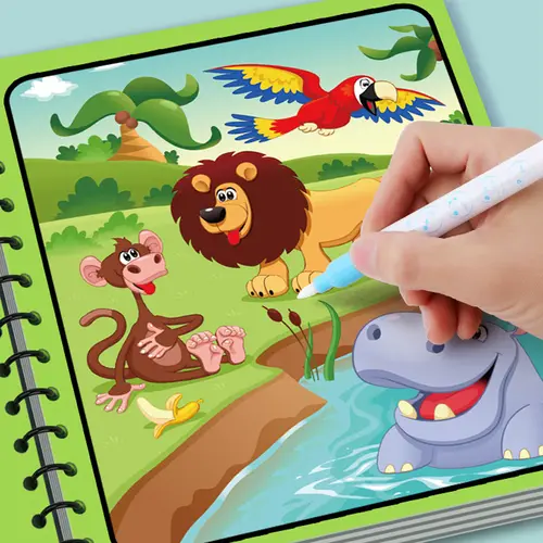 Hatwoo 1pc/4pcs/6pcs Random Style Magic Water Book With Pen (Random Color), Educational Magic Water Painting Book, Reusable Graffiti Filling Book, Christmas Gift