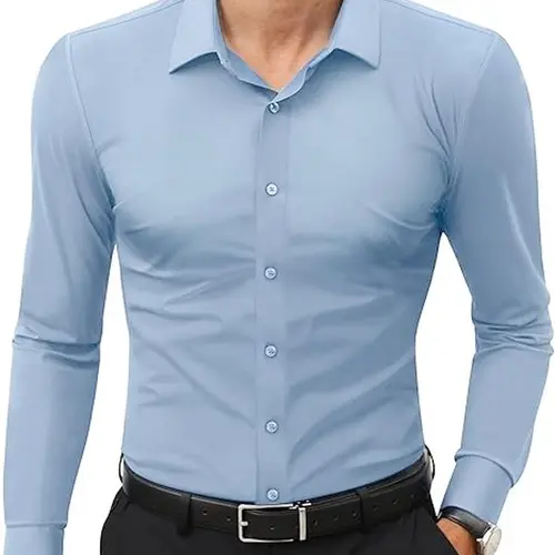 Royaura  Stretch Mens Dress Shirts Long Sleeve Slim Fit Dress Shirts for Men Muscle Fit Wrinkle Free Button Down Shirt Breathable Slim-Fit